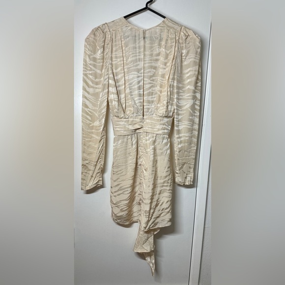 NWT Ronny Kobo Lillian Tapioca Zebra Silk Blend Puff Sleeve Mini Dress Size XS - Picture 11 of 17